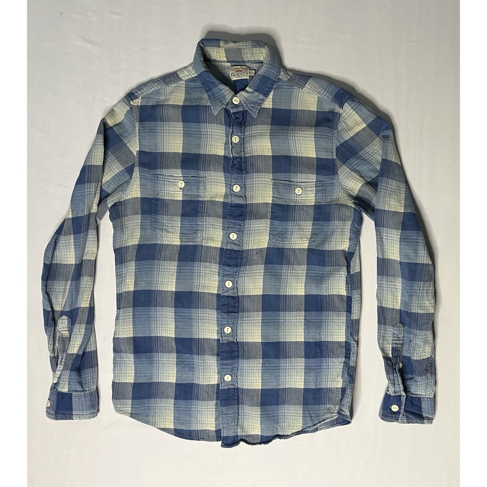 Faherty Brand Oxford Shirt Men's Size Small Plaid Long Sleeve Button Up Pockets
